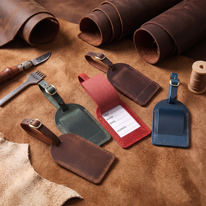 Etiqueta de Equipaje Personalizada de Cuero Genuino Vintage con Logotipo Personalizado, Etiquetas Premium <span class=keywords><strong>para</strong></span> <span class=keywords><strong>Maletas</strong></span> y Bolsas de Viaje - Product Image 1