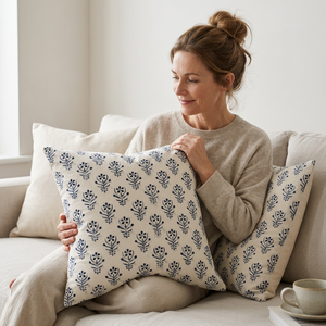 Luxury 100% Cotton Handcrafted Stain Resistant Customizable Throw Cushion Cover Modern Decorative <b>Pillow</b> Case for Sofa <b>Decor</b> - Product Image 6