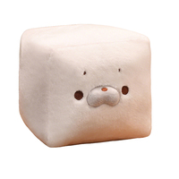 Peluche Super Douce en Forme de Tofu, Adorable Jouet en Peluche en Forme de Phoque, Bloc Carré, Animal en Peluche Rembourré en Coton PP, Anti-Stress, Doublure en Maille Brodé