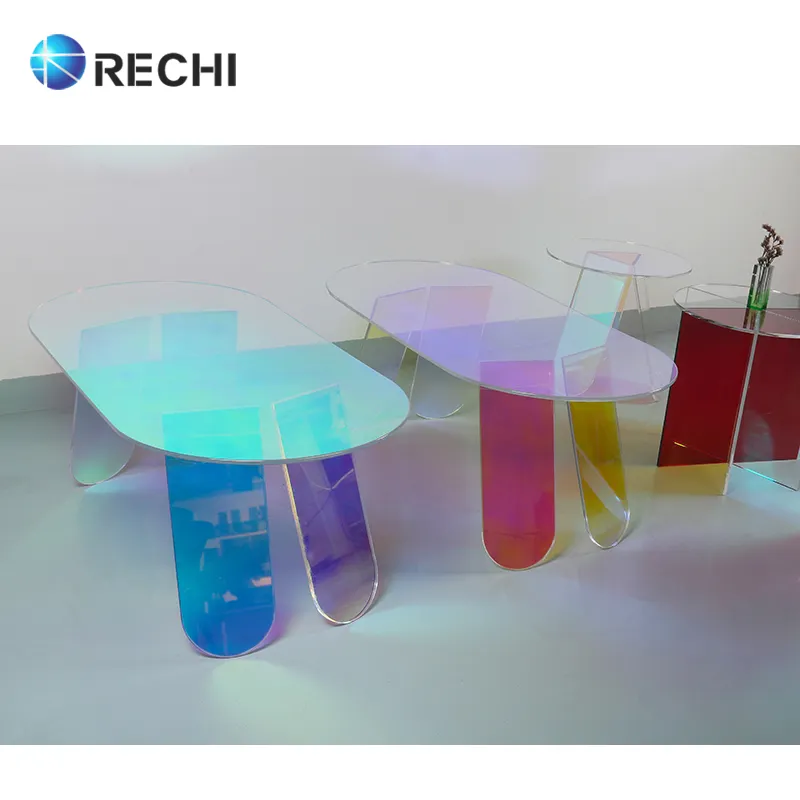 RECHI — hologramme coloré en acrylique, fournitures d'usine, Table basse et chaise pour intérieur, décoration, pour l'ameublement de la maison