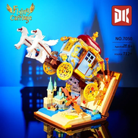 DK7050 Carruaje Volador de Fantasía, Modelo de Escena con Base de Libro, Diorama de Caballo Alado, Coleccionable de Escritorio, Sets de Bloques de Construcción para Montaje DIY