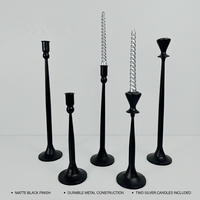Ensemble de bougeoirs coniques minimalistes en fer noir mat, support de bougie sphérique en forme d'entonnoir pour table à manger, centre de table pour événements à domicile