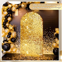 Housse d'arche à sequins dorée pour support de toile de fond, toile de fond arquée pour décoration de fête d'anniversaire, de mariage ou de banquet