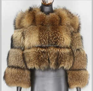 Nouvelle Collection Hiver 2026 – Veste Courte Tendance en Véritable Fourrure de Renard et de Raton Laveur Naturel pour Femme - Product Image 4