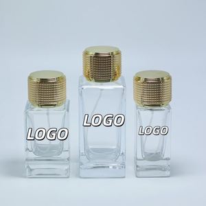 New Arrival Polish Perfume <b>Spray</b> <b>Bottle</b> Empty Square 30ml/50ml/<b>100ml</b> Glass with Screen Printed Gold Cap Metal Label and Box - Product Image 1