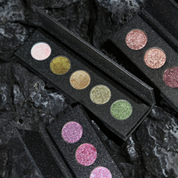 Haute qualité poudre pressée fard à paupières mat miroitant noir Palette luxe ombre diamant paillettes Duochrome yeux ombre pour le maquillage