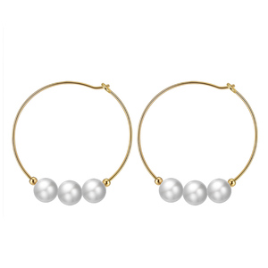 Boucles d'oreilles créoles GPE52 RINNTIN avec perles de culture d'eau douce, argent sterling 925 plaqué or 14 carats pour femmes - Product Image 1