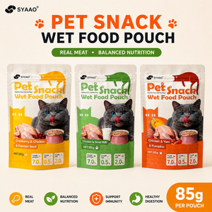 Pet Snack Wet Food Pouch Real Meat Balanced Nutrition Various Flavors Meat of Meat Pellets Pet Treat Pouch Bag Wet <b>Cat</b> Food - Product Image 1