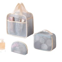 Trousse de Maquillage Moderne en PVC à Mailles Ouvertes, Respirante, Grande Capacité, avec Drainage, Idéale pour les Voyages