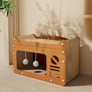 Griffoir pour chat en carton anti-chute de fibres, Maison pour chat, Lit pour chat, Griffoir-caverne pour chat en carton ondulé, Jouet d'intérieur pour chat, Meuble pour animaux de compagnie - Product Image 3