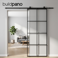 Porte coulissante intérieure moderne en aluminium blanc et verre, style grange, pour séparation de pièce (salle de bain, chambre et salon)