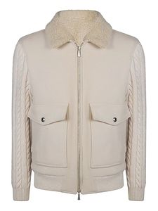 Chaqueta de Punto Híbrida Beige <span class=keywords><strong>para</strong></span> <span class=keywords><strong>Hombre</strong></span>, Cuello de Borrego, Bolsillos Tejidos, Cierre Completo con Cremallera - Product Image 5