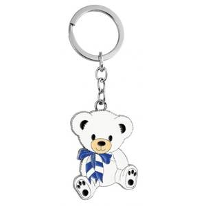 Portachiavi Teddy Azzurro in PVC Morbido e Metallo, Senza Confezione - Product Image 1