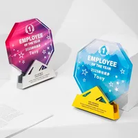 2025 nouveau trophée gravé écologique en cristal de verre créatif sur mesure haut de gamme élégant employés exceptionnels équipe de champions