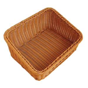 टिकाऊ हाथ से बुने पोली रतन टोकरी आयताकार स्लपिंग ब्रेड डिस्प्ले टोकरी भंडारण बास्केट - Product Image 1