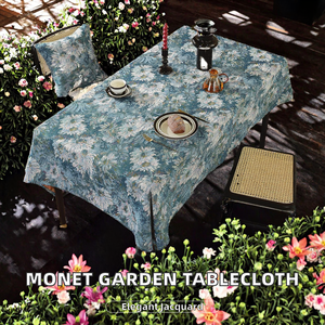 Monet <b>Garden</b> American Country-Style Woven Jacquard Tablecloth with Oil Painting Design Eco-Friendly for Home & Wedding Use - Product Image 2