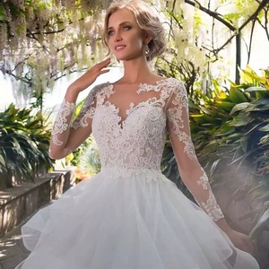 Lace Appliqu Wedding Dress White Ball Gown V-neck Tulle Natural Waistline 2026 New Style - Product Image 3