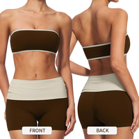 TZ2570-1 Set Yoga Fitness Bra Bandeau Ringan dan Bernapas serta Celana Pendek Pengencang Perut dan Pengangkat Bokong