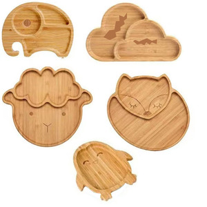 Plateau de service en bois style bambou, motif animaux de dessin animé, pour fruits et pain, utilisation sur table, marque propre - Product Image 2
