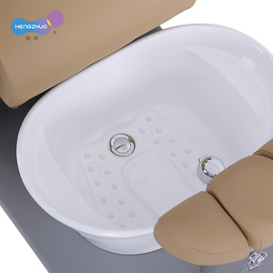 Sillón de Pedicura Eléctrico de 2 Motores con Lavabo de Cerámica, Sistema de Chorro sin Tuberías, Reclinable Ajustable, Mueble de Salón de Uñas en Cuero PU - Product Image 5