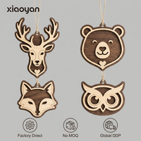 Cabeza de Reno Retro de Madera Contrachapada de Doble Capa |   Adorno Personalizado de Cabeza de Animal en 3D |   XIAOYAN AW065 Bolas de Navidad al por Mayor para Decoración Navideña