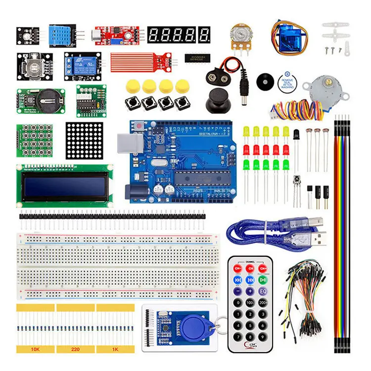 UNO R3 Carte de développement Boîte officielle Moteur pas à pas Kits électroniques de bricolage Kit de démarrage RFID Mega2560