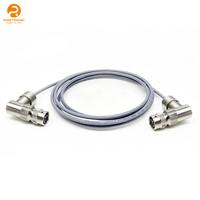 Kabel Ekstensi Industri IP67 M12 Sudut Kanan Female ke Female, Selubung PVC Abu-abu, Tembaga OFC untuk Peralatan Otomasi, Kabel Sinyal