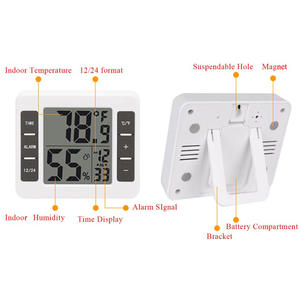 Dijital Mini İç Mekan Higrometre Termometre Sıcaklık Ölçer ve Nem Alarm Saati Özelleştirilmiş Logolu Ev Nem Ölçer - Product Image 4