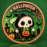 Pièce de monnaie artisanale en cuivre pur 999 de 1 oz, motif fantôme mignon, impression UV en relief 3D, cadeau d'Halloween personnalisé, souvenir de collection