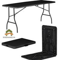 Table pliante gain de place en plastique HDPE épaissi avec structure en acier inoxydable pour extérieur, jardin, patio, hôtel, pique-nique, camping, cour arrière