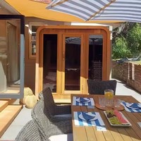 1-2 orang Cedar merah kayu padat kabin Sauna uap kering rumah bergerak ramah lingkungan dengan konstruksi kayu