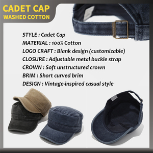 Casquette plate <span class=keywords><strong>d</strong></span>élavée style américain, couleur unie, rétro, <span class=keywords><strong>d</strong></span>écontractée, en coton, pour homme, idéale pour le travail et les activités de plein air - Product Image 2