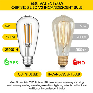 St64 <strong>Edison</strong> <strong>LED</strong> <strong>Filament</strong> Screw Retro Tungsten Nipple Light Bulb Warm Yellow Light <strong>E27</strong> AC Bulbs - Product Image 3