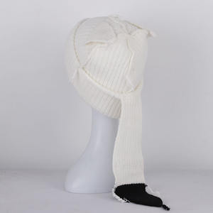 New Style Cute Cartoon Warm Bunny Beanie Hüte Großhandel Frau Katze Schwein Ohren Strick Acryl Hüte mit Single Knit Long Tail - Product Image 6