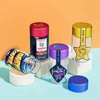 Botol Kaca Kecil 40ml 2.5g dengan Stiker Kustom, Kemasan Stoples Kosong Pra-Gulung Jeeter 70mm 5 Pack dengan Logo Embos Bayi