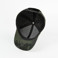 Casquette de golf unisexe personnalisée camouflage imperméable à séchage rapide découpe laser perforée structurée à bord incurvé 6 panneaux pour hommes