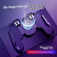 Nouvelle manette de jeu sans fil à six doigts avec double ventilateur de refroidissement et batterie pour téléphones mobiles (superbe) - compatible avec iOS et Android