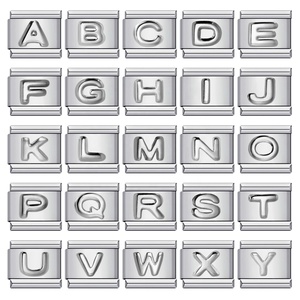 Venta al por mayor de dijes italianos de acero inoxidable con letras en relieve, que no se deslustran, a granel, en oro y plata, para pulseras DIY - Product Image 1