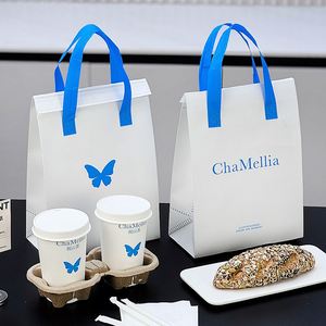 Custom Printed Logo Coffee Aluminum Foil Non-Woven Cooler <b>Bag</b> Insulated Thermal Takeaway Lunch Food Delivery <b>Bag</b> Keeps Food Warm - Product Image 1