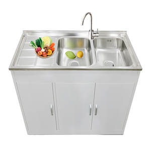 公寓用钢制厨房柜子，带不锈钢水槽 - Product Image 1