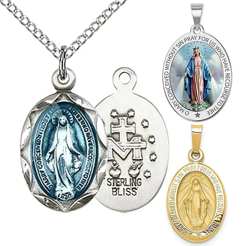 ميداليات دينية بمريم مريم العذراء كاثوليكية من سانت كريستوس كاثوليكية ومصنوعة من المعدن حسب الطلب