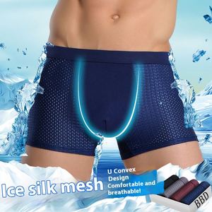 Men's Mid-Rise <b>Boxer</b> Briefs Luxury Simple XL Discharge Printing Breathable Knitted Fabric Quick Drying Daily Sports Underwear - Product Image 4
