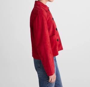 Veste tissée à simple boutonnage, coupe ample, imperméable et coupe-vent, en daim avec doublure en coton, pour l'automne - Product Image 4