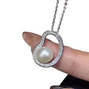 Collar de Perlas Naturales de Agua Dulce de 5-6 mm para Xiaomi, con Cuentas, Nudo de Mariposa, Cierre de Corazón, Cadena de Hueso, Joyería de Moda para Mujer - Product Image 5