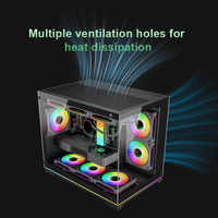 Boîtier PC MicroATX en verre trempé double avec support de radiateur latéral de 280 mm, châssis de jeu panoramique
