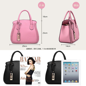 Nouveau Sac à Main Femme de Créateur Tendance en Cuir Imprimé Litchi Couleur Unie avec Poignée, Sac Fourre-Tout et Sac à Bandoulière en Cuir pour Femme - Product Image 5