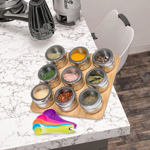 Good Quality Wholesale <strong>Kitchen</strong> Wall Mount <strong>Storage</strong> <strong>Tins</strong> Stand Holder Bamboo Magnetic Spice Rack - Product Image 4