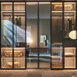 <span class=keywords><strong>Cabina</strong></span> <span class=keywords><strong>Armadio</strong></span> Moderna Personalizzata con Porte Scorrevoli in Vetro Fumé per Camera da Letto, Soggiorno, Sala da Pranzo, Casa, Villa e Hotel - Product Image 2