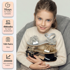 Sandali Estivi <span class=keywords><strong>da</strong></span> <span class=keywords><strong>Bambina</strong></span> con Tacco Alto, Punta Aperta, Cinturino alla Caviglia, Decorazioni in Strass Dorati e Nappine, Colore Unico, Tendenza Moda per Serate e Balli - Product Image 2