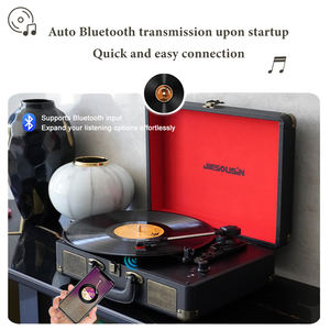 <span class=keywords><strong>Tocadiscos</strong></span> Portátil de Cuero con Altavoces Integrados, 33, 45 y 78 RPM para Hi-Fi Estéreo, Regalo de Navidad - Product Image 2